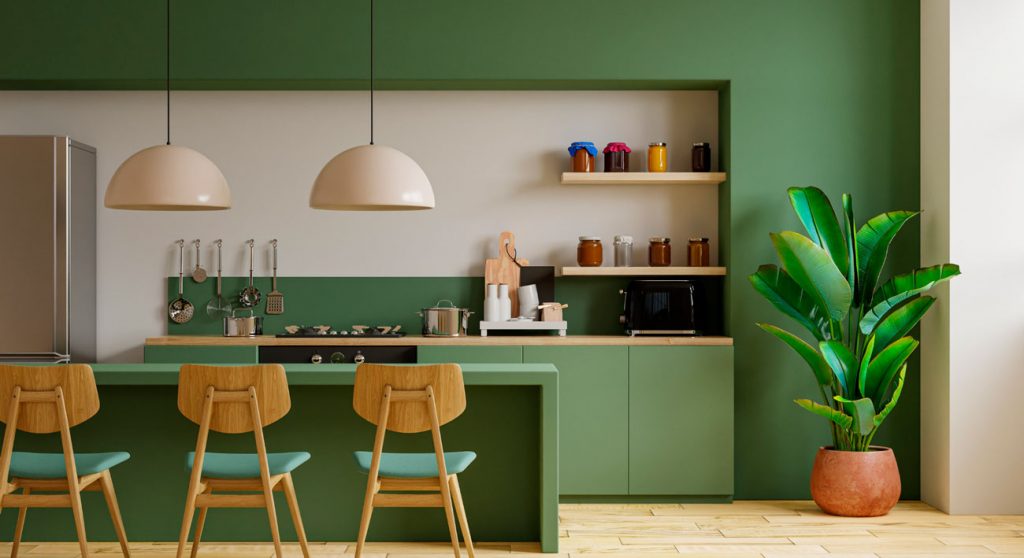 cocina color verde diseño
